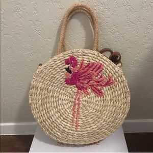 Nordstrom Flamingo straw bag